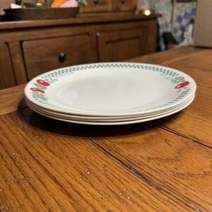 Corelle FARM FRESH Apples Dinner Plates 10 1/4" Homemade Green Check Set Of 4